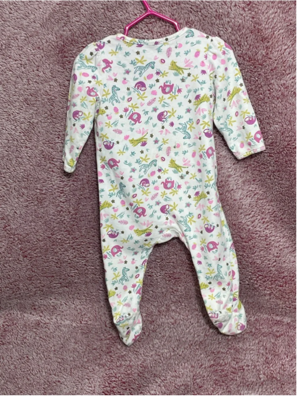Du Pareil Au Meme Footies sleeper Girls 9m White Pink Animal Print